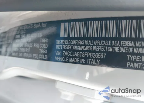 2015 Jeep Renegade Latitude z USA, uszkodzony, nr VIN ZACCJABT8FPB26567